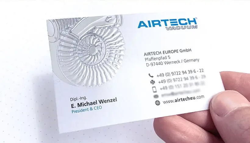 Visitenkarten Design, Bildmarke mit partiellem Relieflack