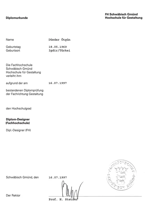 Diplom, FH Schwäbisch Gmünd Hochschule für Gestaltung