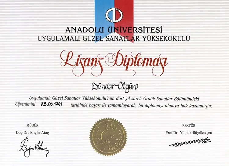 Lizenz-Diplom, Fach-Diplom Anadolu Universität Grafik-Design in Eskisehir